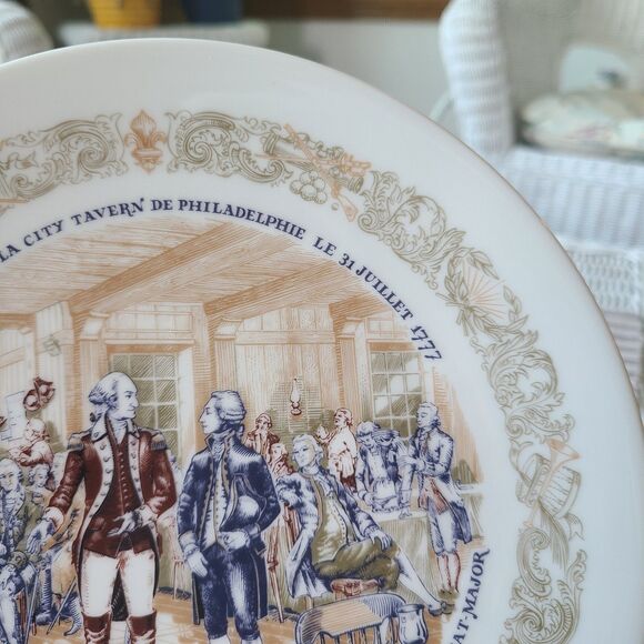 Vintage D'Arceau Limoges Lafayette Legacy Collector Plate 3 City Tavern Meeting - Picture 3 of 10